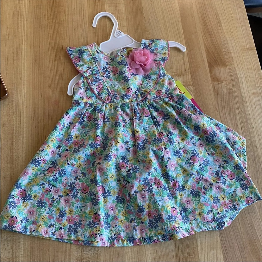 Penelope Mack Blue and Pink Smocked Sundress with Flutter Sleeves - Picture 4 of 5